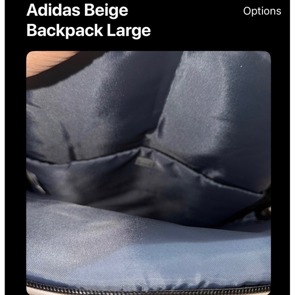 Adidas Backpack Beige Black Trefoil Logo Classic 3 Stripe School Book Bag - Picture 9 of 10